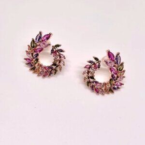 ⭐️❤️❤️ FREE Wreath Plant Floral Flower Rhinestone Stud Vacation Chic Earrings